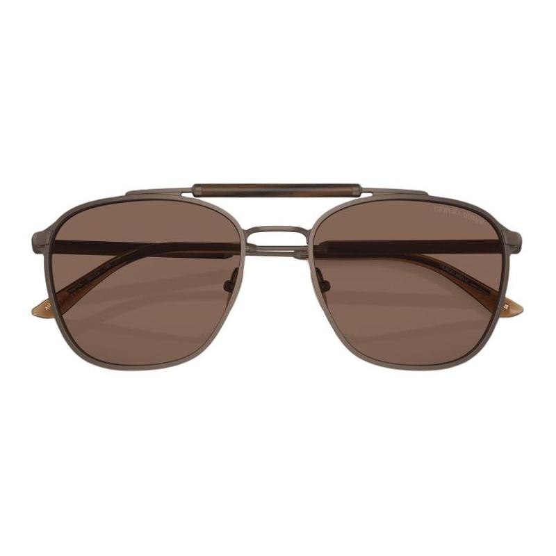 Armani Double bridge design metal pilot style sunglasses unisex couple style brown