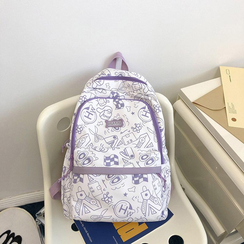 

Рюкзак женский милый для старшеклассниц и учениц средней школы, большой вместимости, модный рюкзак, простой, свежий, студенческий школьный рюкзак фиолетовый