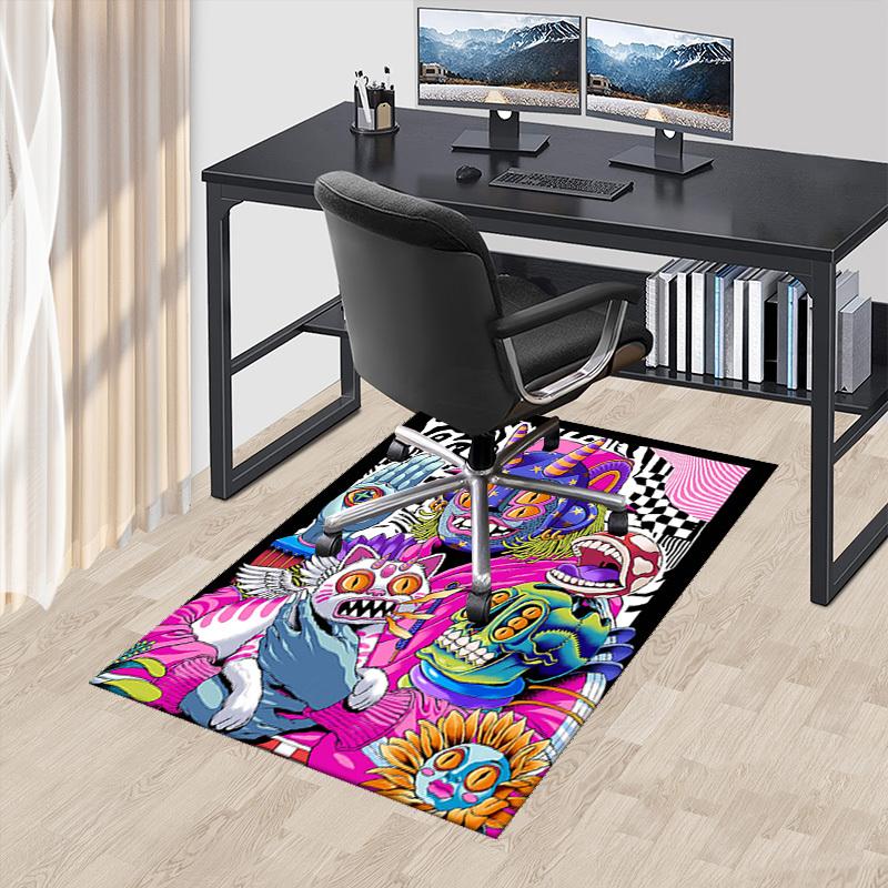 1pc Anime Cat Chair Mat: Colorful Cartoon Design for Office, Home Decor - Perfect Gift for Any Season!U013 60cm by 90cm