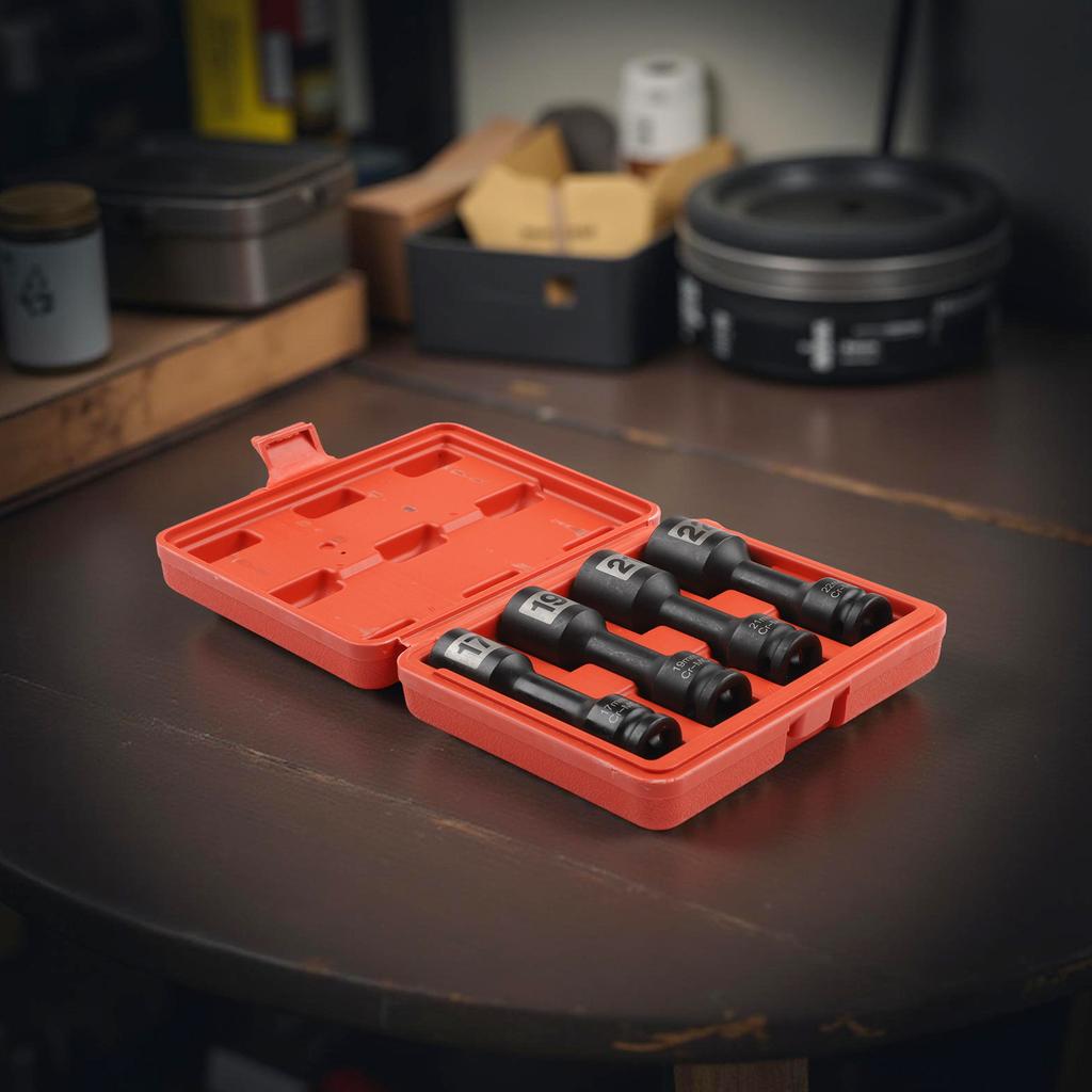 Repair Projects Hex Nut Sleeve Tool Chromoly Steel Socket Set Mechanical Tool High-Torque Tools 4-Piece Socket Set