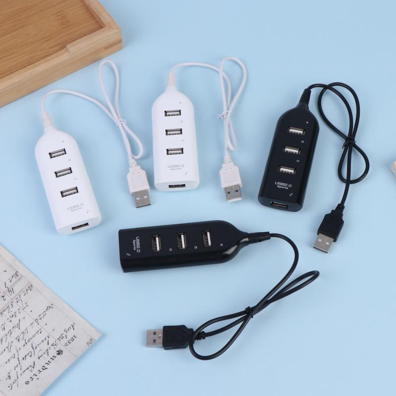 4 Port USB 2.0 Hub Splitter High Speed Data Transfer Adapter 1/2/3Pcs for Gaming Laptop Desktop PC Peripheral Connection