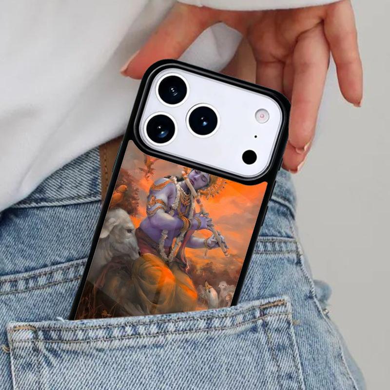 Indian God Lord Krishna Phone Case for iPhone 16e 15 14 13 12 17 Pro Max Plus Air 17pro Cover Coque