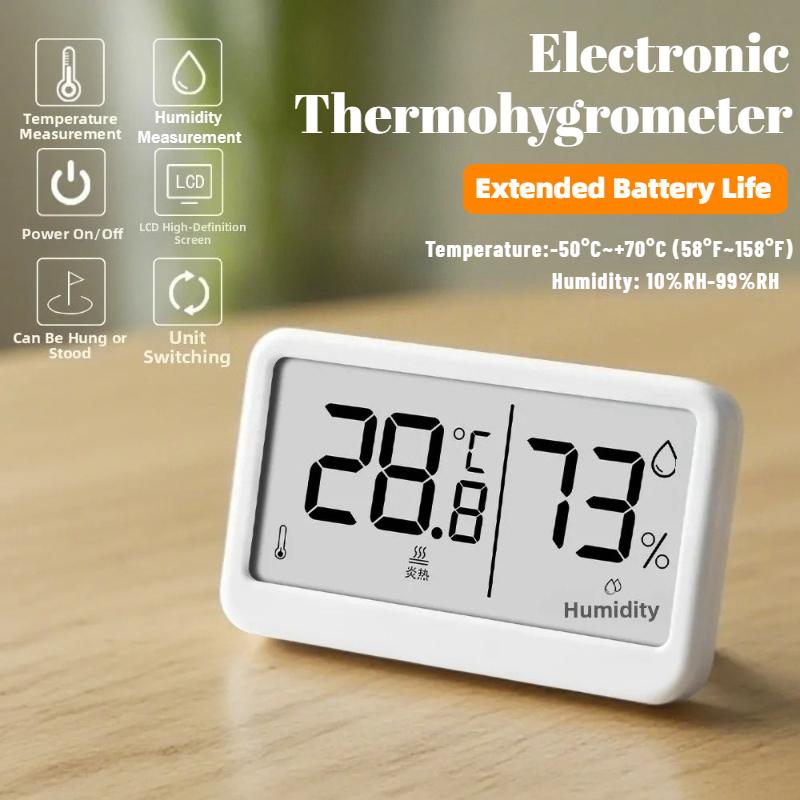 Mini Digital Temperature Humidity Meter Household Indoor Portable Thermometer Hygrometer for Bedroom Office Living Room Greenhouse Pet Box Daily Use