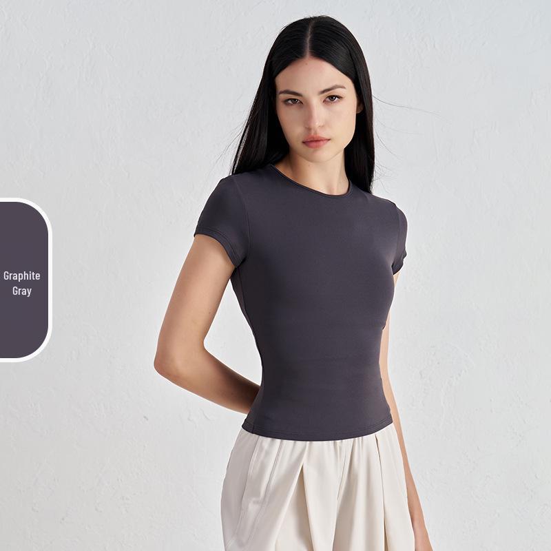 Women's Slimming Waist Yoga T-Shirt - Comfortable Short Sleeve Casual Gym and Yoga Top