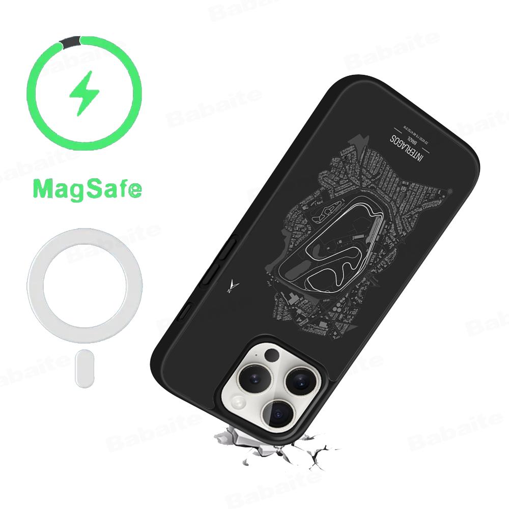 F1 Race Track Prints Phone Case Magnetic Case For IPhone 16 14 13 12 11 15 Pro Max Plus For Magsafe Wireless Charge Cover