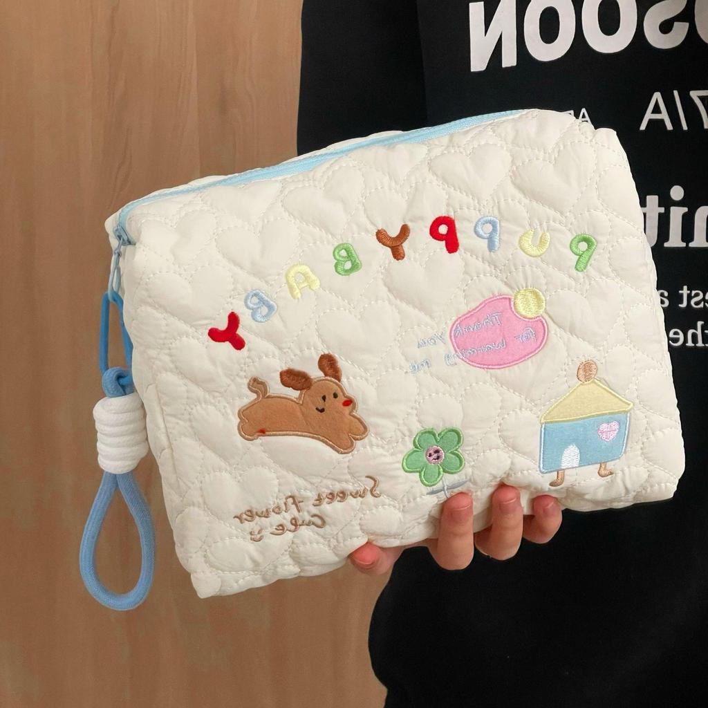 Stylish Puppy Makeup Bag for Women - Cute Cartoon Design, Large Capacity Stationery Storage