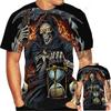 Tendenza moda estiva, T-shirt divertente e creativa, fantastico motivo stampato in 3D con teschio, T-shirt casual e comoda