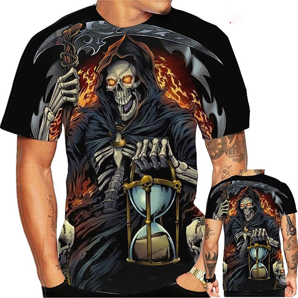 

Летний модный тренд, веселая и креативная футболка, крутой 3D-принт с изображением черепа, повседневная и удобная футболка 6XL