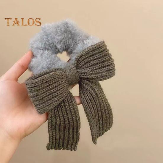 Bow Hair Rope Knit Bow Plush Hair Tie Elastic Hair Band Scrunchies Girls Ponytail Holder Hair Rope for Thick Thin Hair Accessories