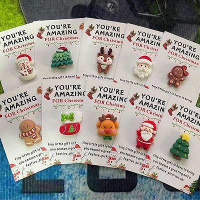 10 Stück Weihnachten Mini Umarmungskarten Mit Harz-Ornamenten Feiertagsstimmung Ornament Herzliche Karten Weihnachtsgeschenke Grußkarte