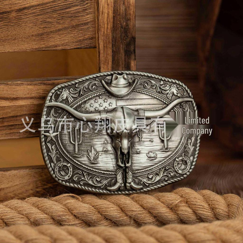 Cowboy Adler Stierkopf Zink Schnalle