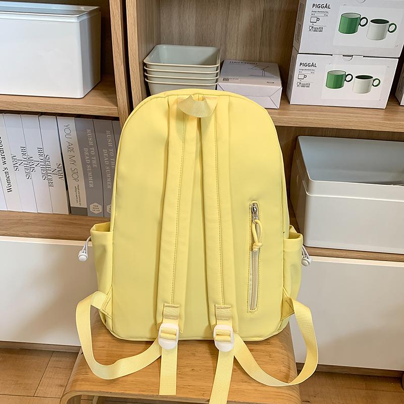 Women Solid Color Backpack Junior High School Student Schoolbag