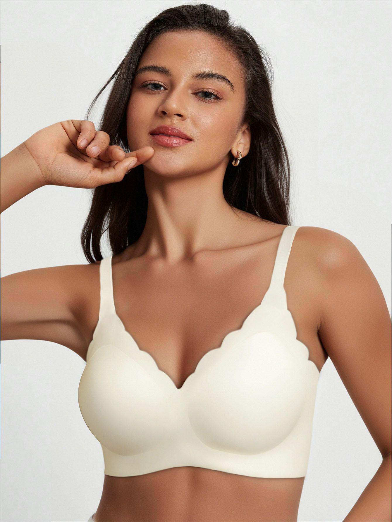 

Европейский и американский бесшовный бюстгальтер против провисания: Удобная поддержка с эффектом похудения для большой груди M (90-100 lbs) шампанского