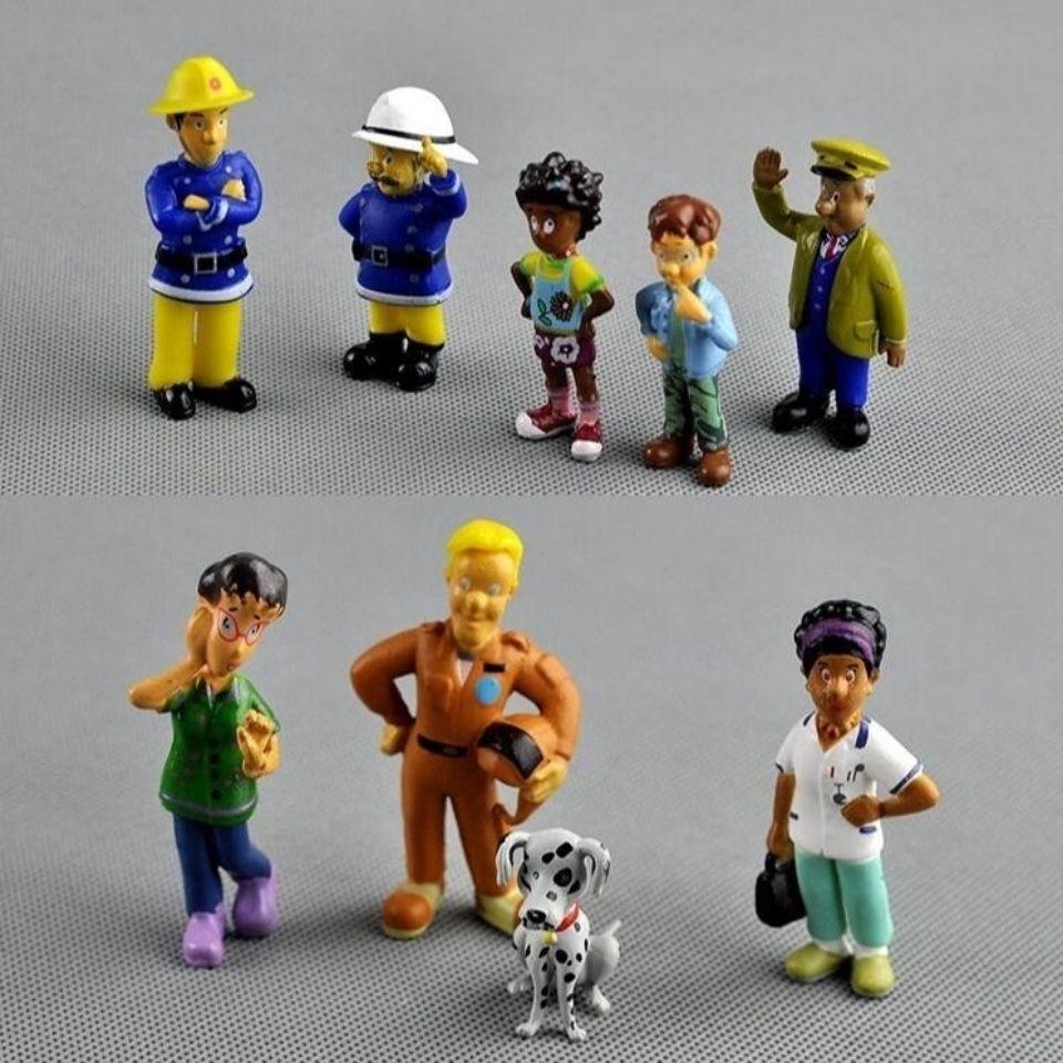 12Pcs/set Fireman Sam Cartoon Anime Fire Fighting Figure Model PVC Doll Toys Boy Girl Toy For Kids Birthday Xmas Gift