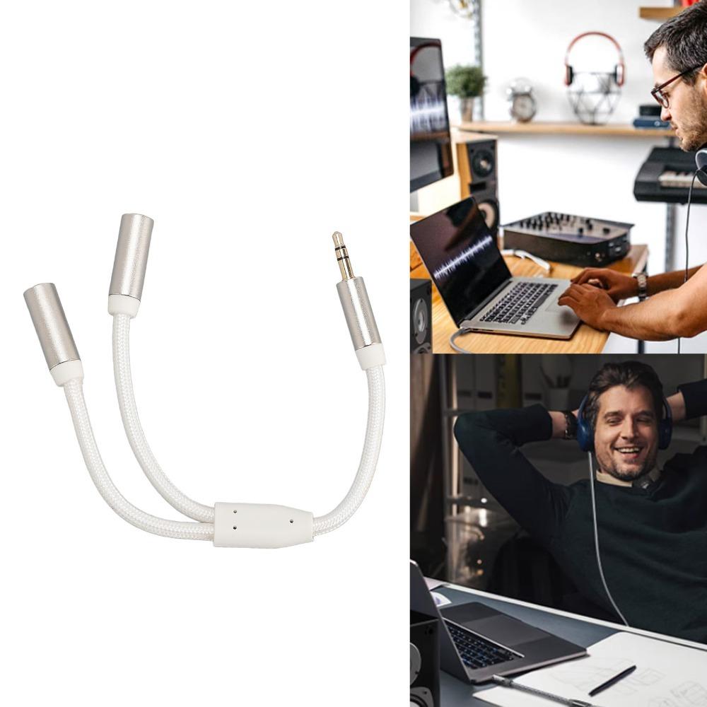 3.5mm 1 Male to 2 Female Headphone Splitter 20cm/7.87in Dual Output Aux Cord for Phone
