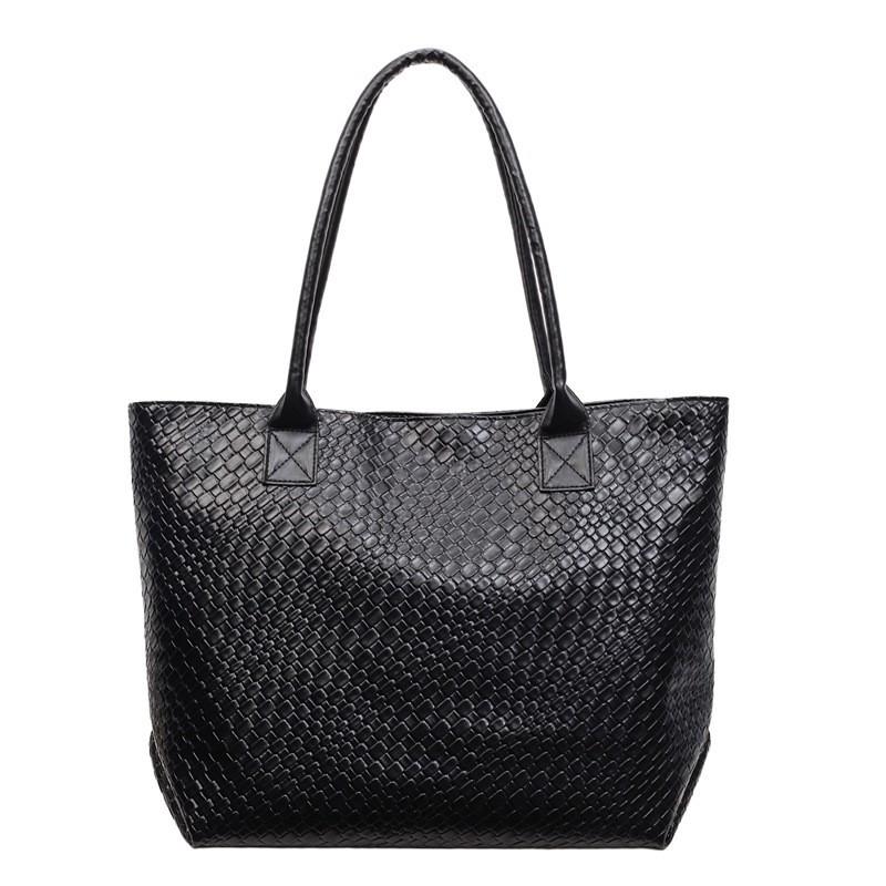 

This s New Fashionable Texture Woven Pattern Handbag Women s Commuting Shoulder Bag Travel Tote чорний