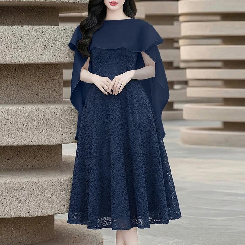

ZANZEA Women Shawl Blouse and Sleeveless Slip Lace Dress Casual Two Piece Sets M темно-синий