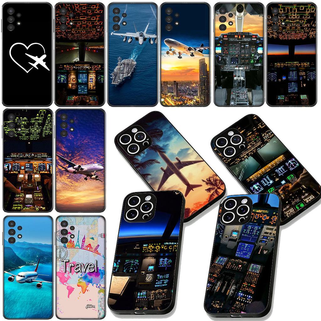 Aircraft Travel Cockpit Fly Airplane Phone Cover for Samsung Galaxy S22 S21 S20 FE Ultra Plus A35 A36 A37 A33 A34 A04 A71 Case