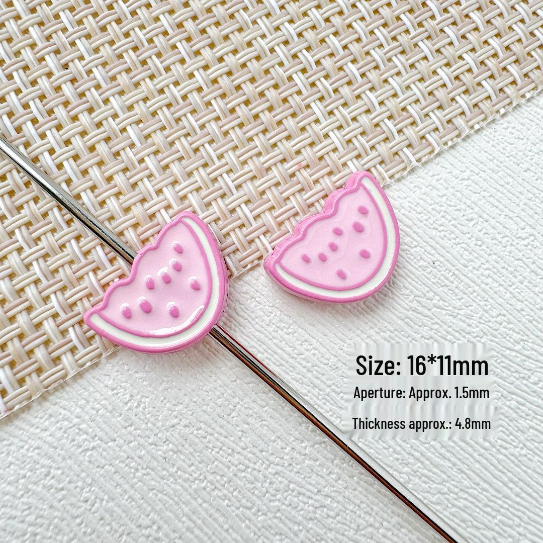 Watermelon Ice Cream Heart Macaron Phone Lanyard - Handmade Beaded Summer Style Accessory Single piece price