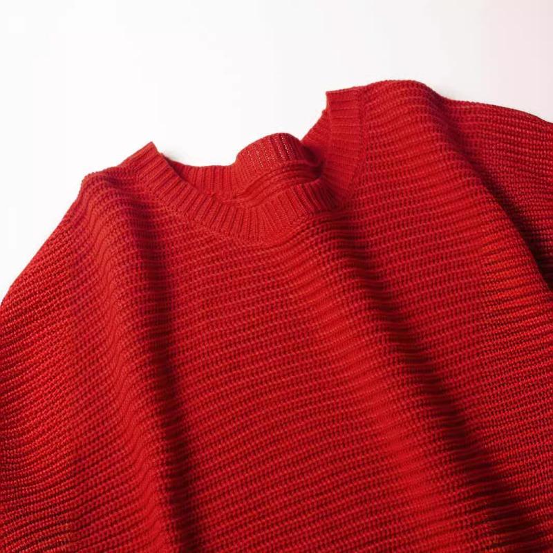 Herbst und Winter Einfarbiger Damen Langarm Strickpullover