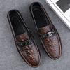 Spring Summer Mens Slip On Shoes Casual Leather Men Loafers Moccasins Driving Shoes Crocodile Pattern Man Walking Flats