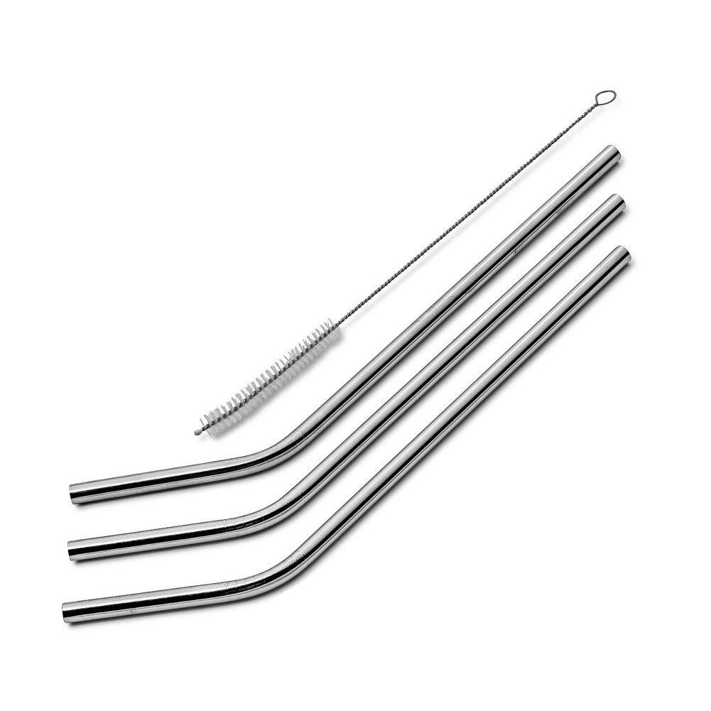 ABWR-6 Pcs Reusable Stainless Steel Metal Drinking Straw Reusable Straws + 2 Cleaner Brush Kit