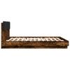 Bed Frame with Headboard & LED Lights Smoked Oak 200x200 Cm