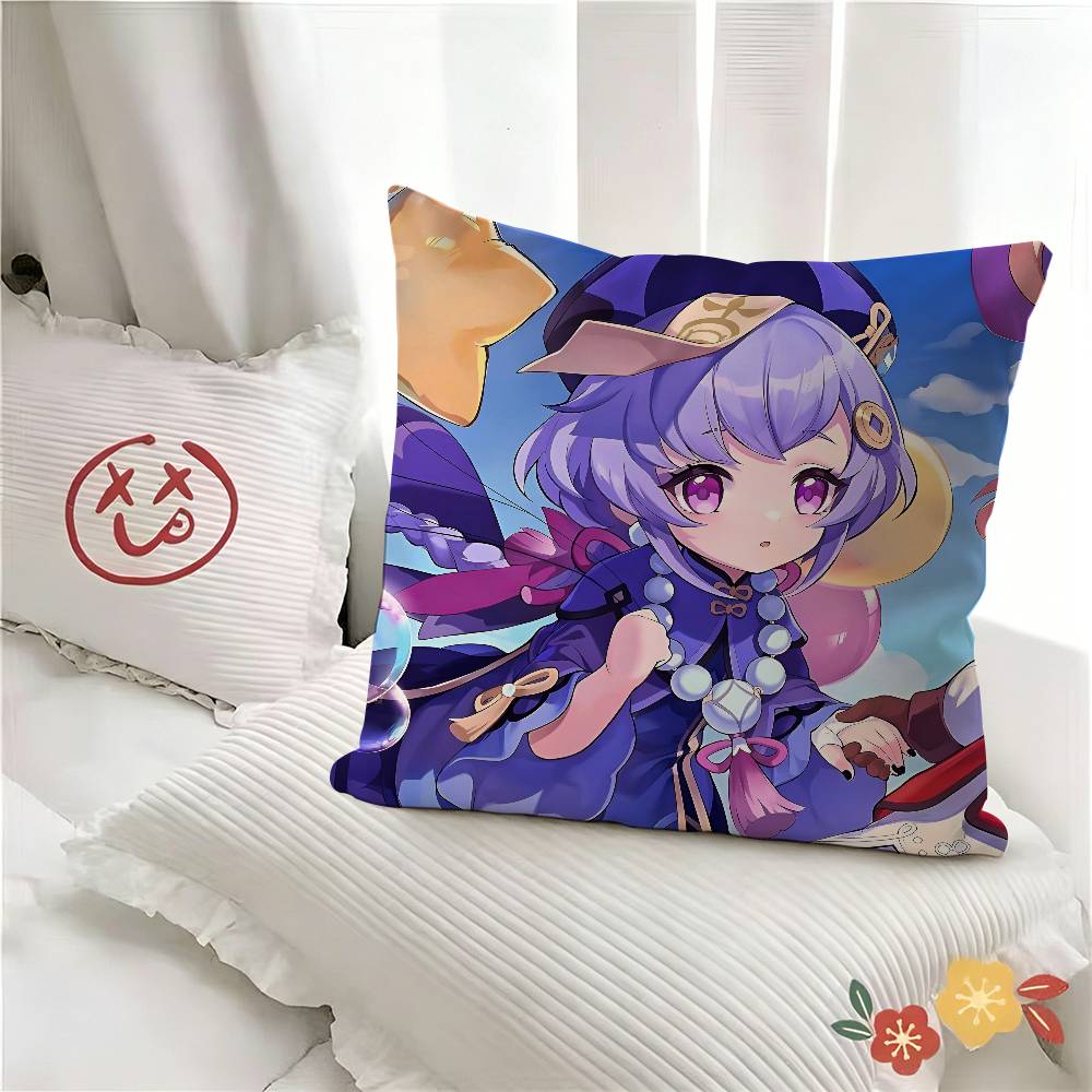 Pc Qiqi Cute Genshin Impact Pillow Case Fashion Square Pillowcase Bedroom Sofa Room Ins Decoration Leisure