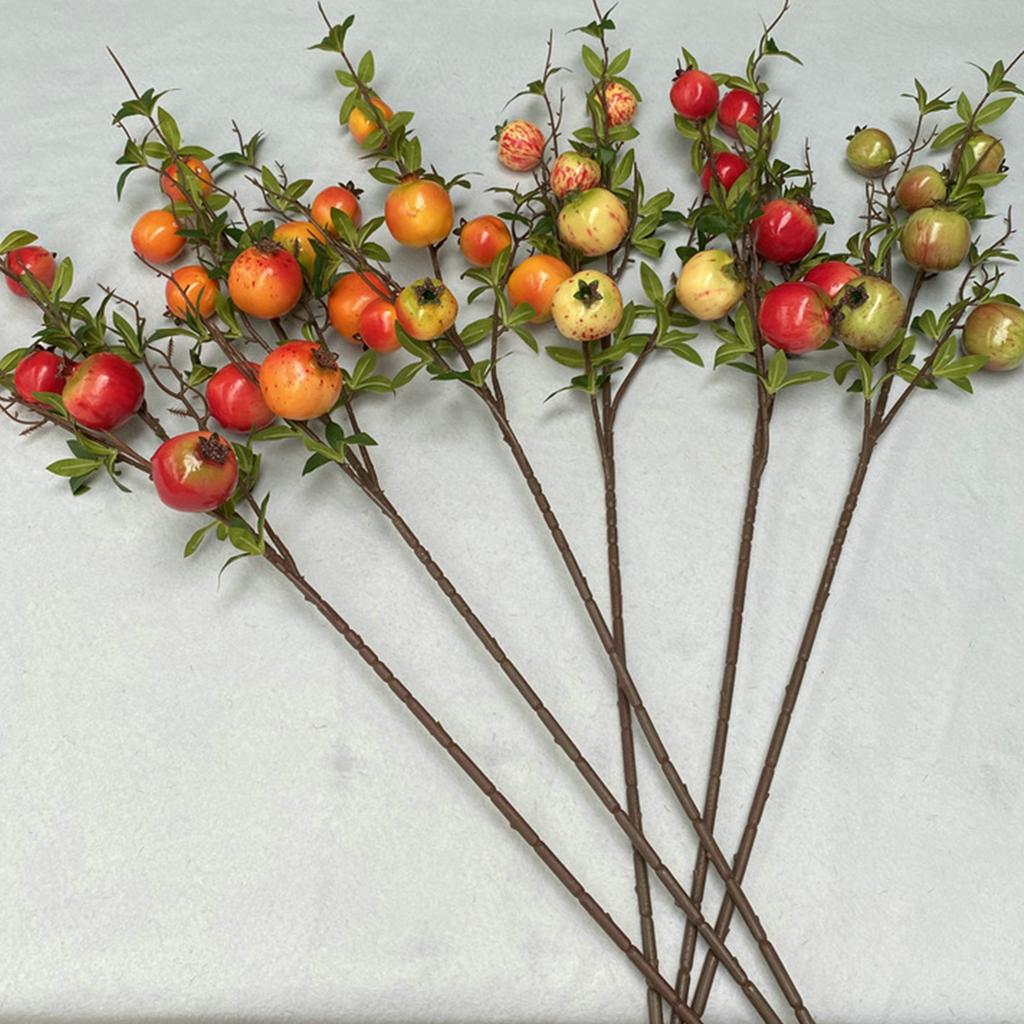 Red Artificial Pomegranate Branch Multifunctional Fake Simulation Pomegranate Bouquet Decoration for Photo Props