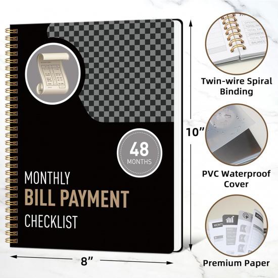 Undated Monthly Bill Payment - 48-Month Undated Financial Organizer with Income Tracker, Savings & Debt Management, Yearly Goals, Expense Tracking