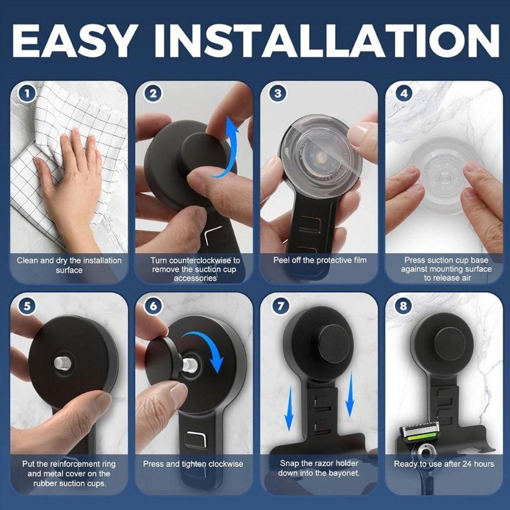 No drilling Shaver Storage Rack Stainless Steel Shaver Hanging Rack Shower Wall Hook Bathroom