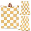 Gold-Weiß-Schachbrettmuster Decke Fleece Sofa Überwurfdecke Warm für Zuhause Schlafzimmer Outdoor Decken Tagesdecke Steppdecke