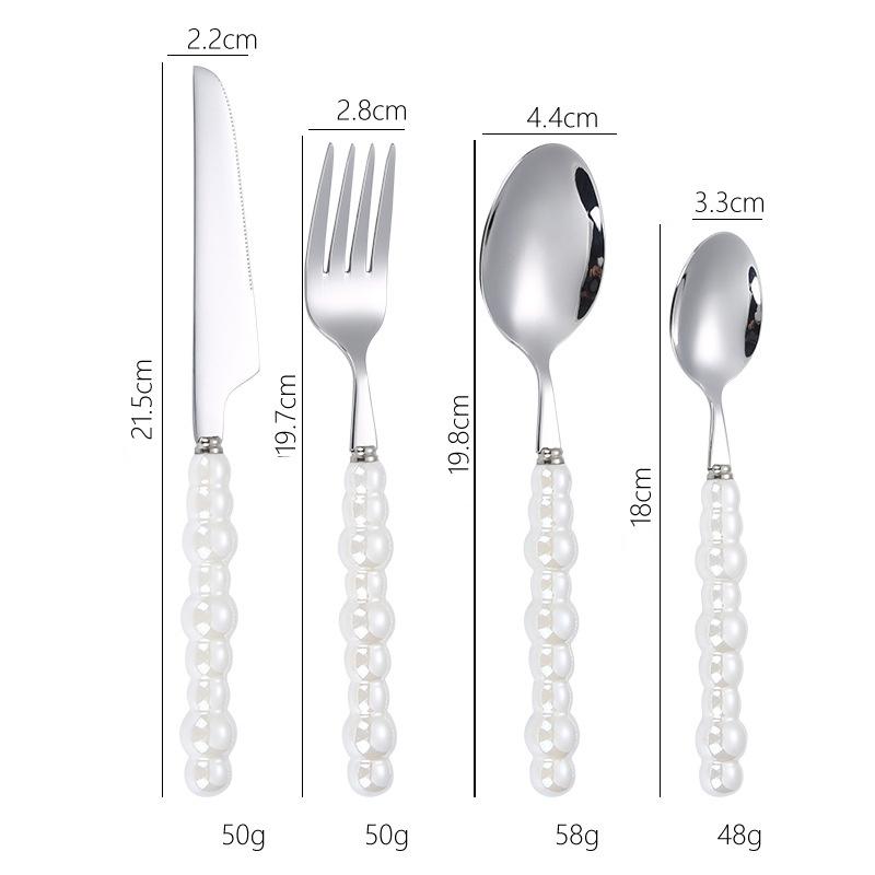 4Pcs Fashion Pearl Handle Cutlery Set Creativity Stainless Steel Knife Fork Western Steak Tableware  Table Decor Gifts