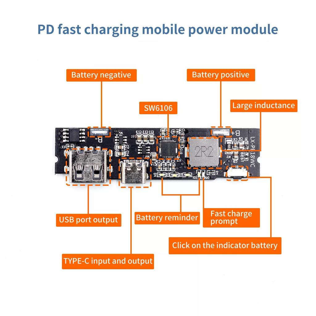LIZAO Dual USB 5V PD Power Bank DIY Kit with LED LCD Display 18650 Battery Charger PCB Mobile Power Module for Phone Accessories