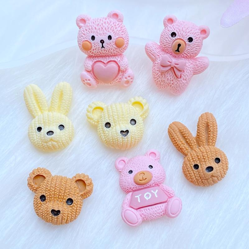 

10Pcs/Lot New Mini Cute Cartoon Animal Rabbit / Bear Series Flatback Resin Kawaii Scrapbooking Embellishments Diy Accessories
