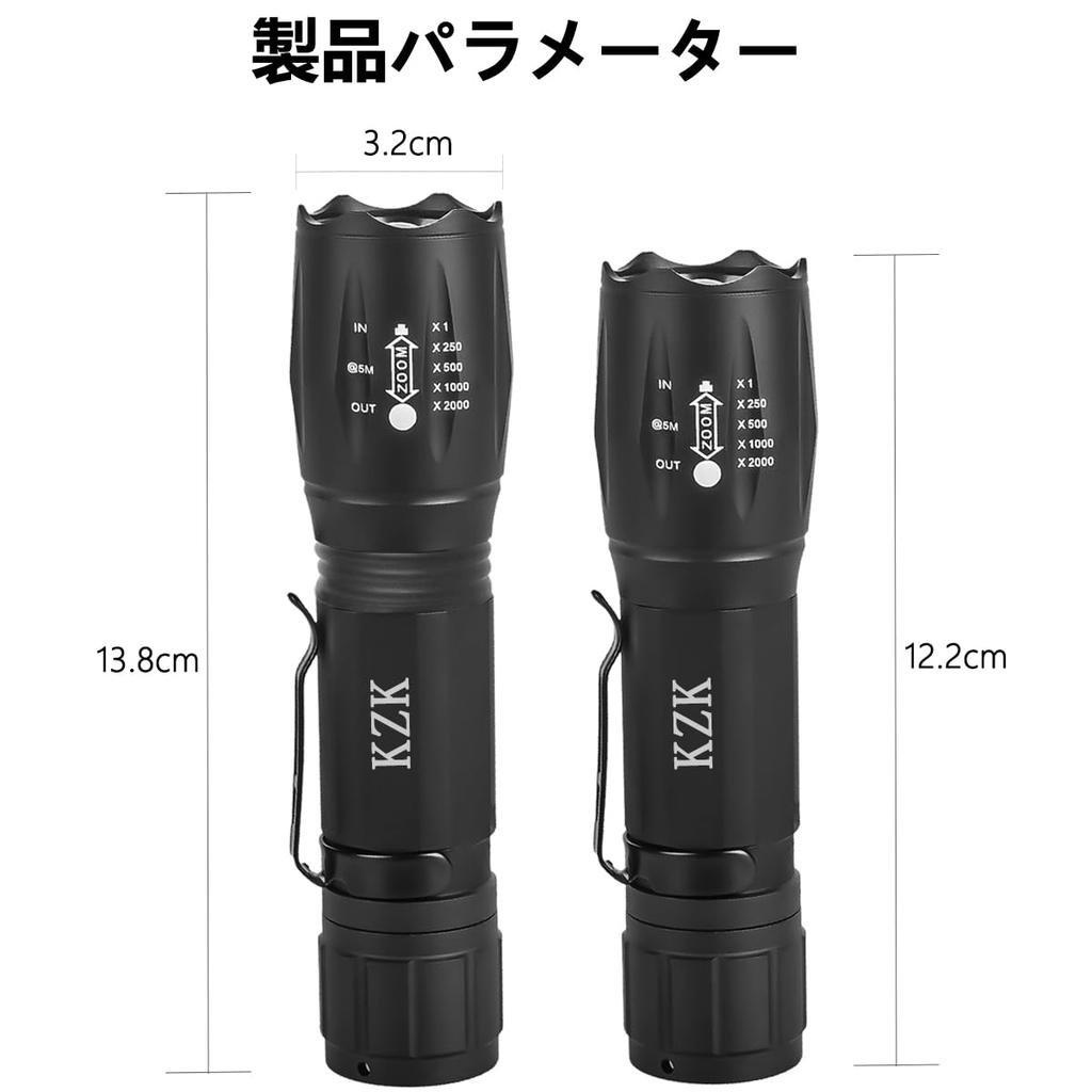 KZK LED Handheld Flashlight with Adjustable Includes AAA Ideal for Disaster Power and Night Fishing Flashlight, High-Brightness Chip, Zoom,