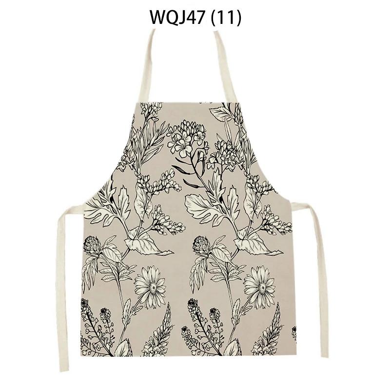 Retro Flowers Linen Kitchen Aprons Floral Printed Cooking Aprons for Women Men Baking Accessories Cleaning Pinafore Delantal