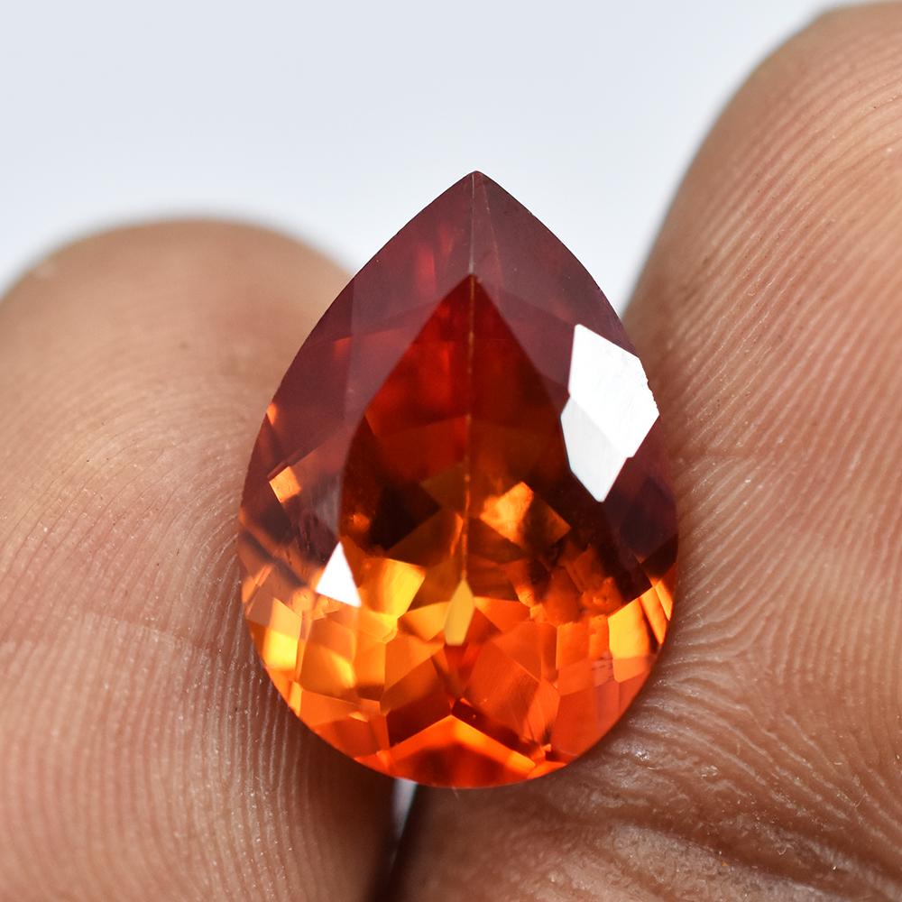Natural Orange Sapphire Loose Gemstone 7.65 ct Fire Pear Cut September Birthstone for Jewelry Making
