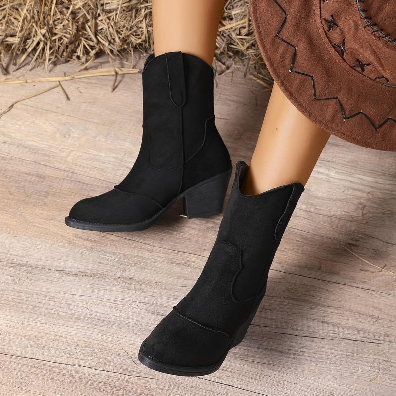 2025 Winter New British-style High-heeled Martin Boots Plus Size Thick-heeled Retro Boots for Women