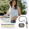 [PATIKIL] Western Cowboy Bolo Tie and Belt Buckle Set, Gold Initial "J", Cowhide Rope Tie, Unisex Costume, Traditional Vintage Accessory,