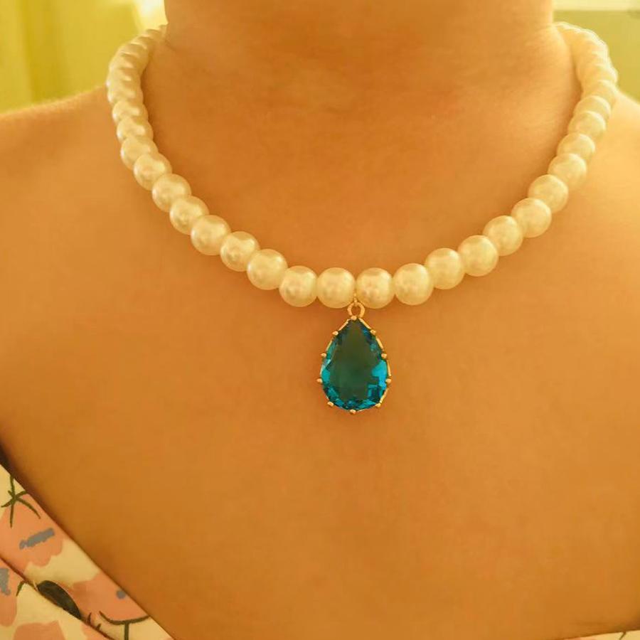 YWZIXLN Trend Elegant Jewelry Wedding Big Pearl Necklace For Women White Imitation Pearl Choker Necklace N0179
