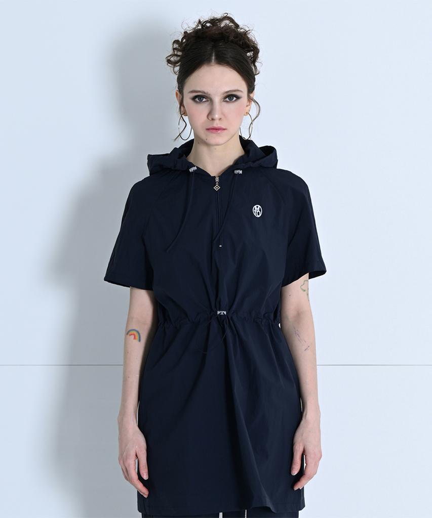 Make A Toast String Hooded Anorak Dress Navy Mbcsop005Nv