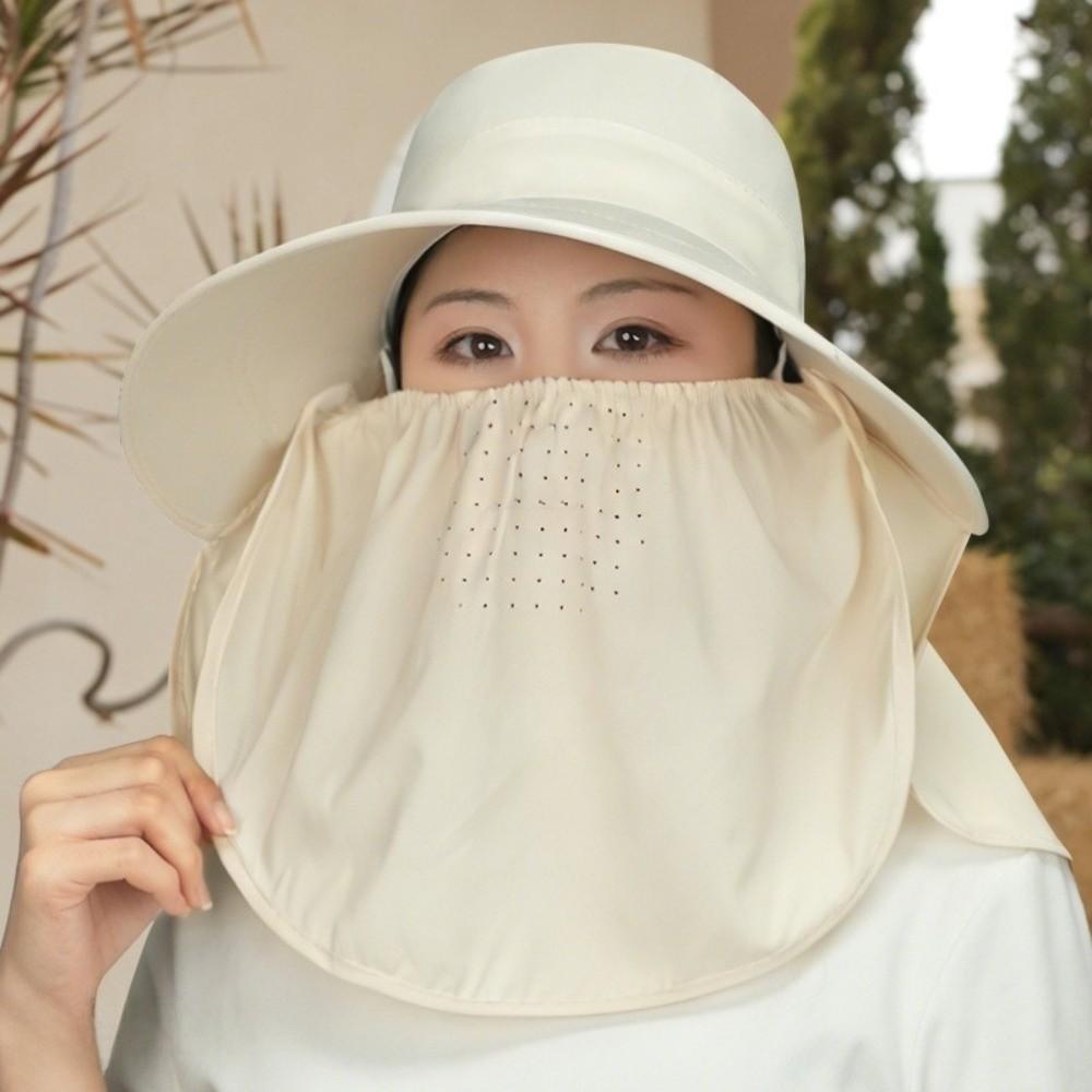 Adjustable Sunshade Shawl Cap Face Cover Picking Tea Hat Sun Hat Shawl Mask Hat  Women