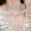 Girl bow necklace, female summer light luxury niche design sense temperament, pearl fringed collarbone chain, gift for girlfriend