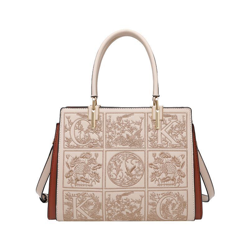 

New Chinese Style Chinese Style Embroidery Gift for Mother-in-Law Mother Bag G apricot