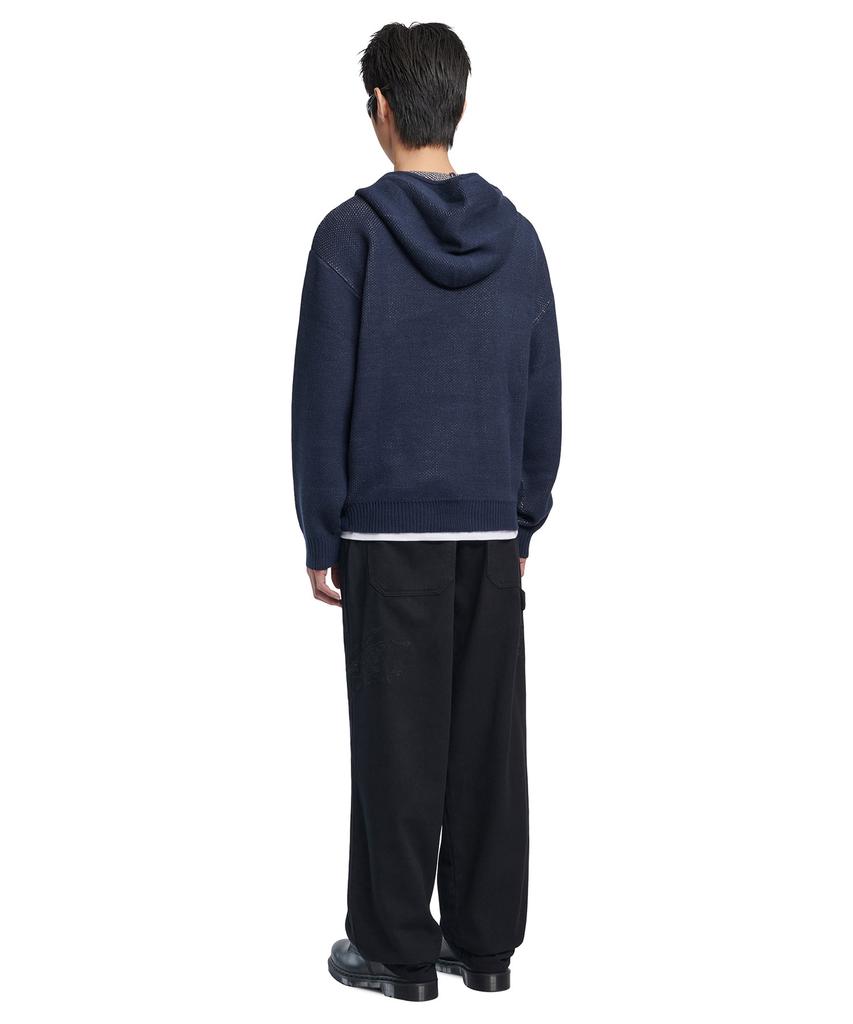 Nomanual Nm Skull Hand Cowichan Hooded Zip-Up - Navy