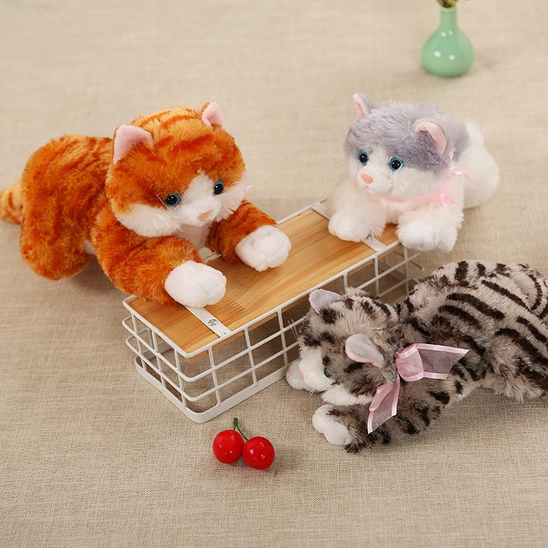 Realistic Meowing Musical Cat Plush Toy - Lying Kitten Doll Birthday Gift