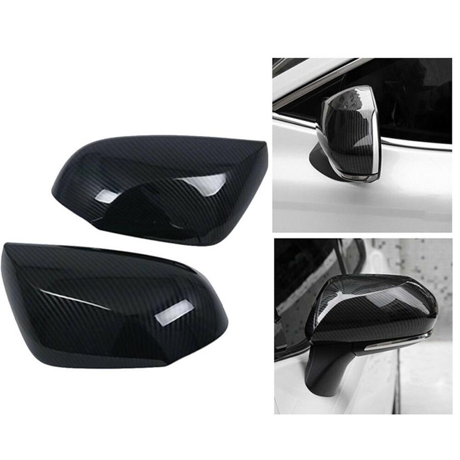 2x Carbon Fiber Look Door Rearview Mirror Cover Trim Black For Toyota Camry 2018