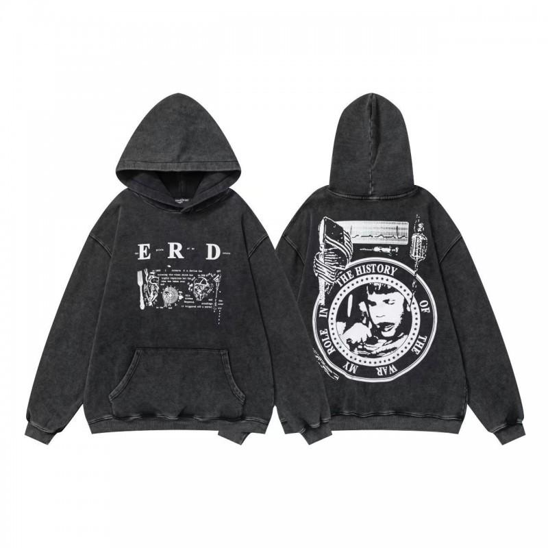 Übergroßer Kapuzenpullover Herren Streetwear Lockere Passform Baumwolle Schweres Material Wintergewaschen Vintage-Stil