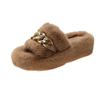 Thick-soled Mao Mao slippers women's outer wear 2025 new autumn and winter Mao Mao shoes home chain stepping on shit feeling one-word cotton drag